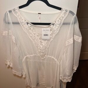 Free People Antique White Lace Blouse